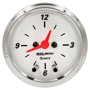 Picture of Autometer Arctic White 2-1/6in 12 Hour Analog Clock Gauge