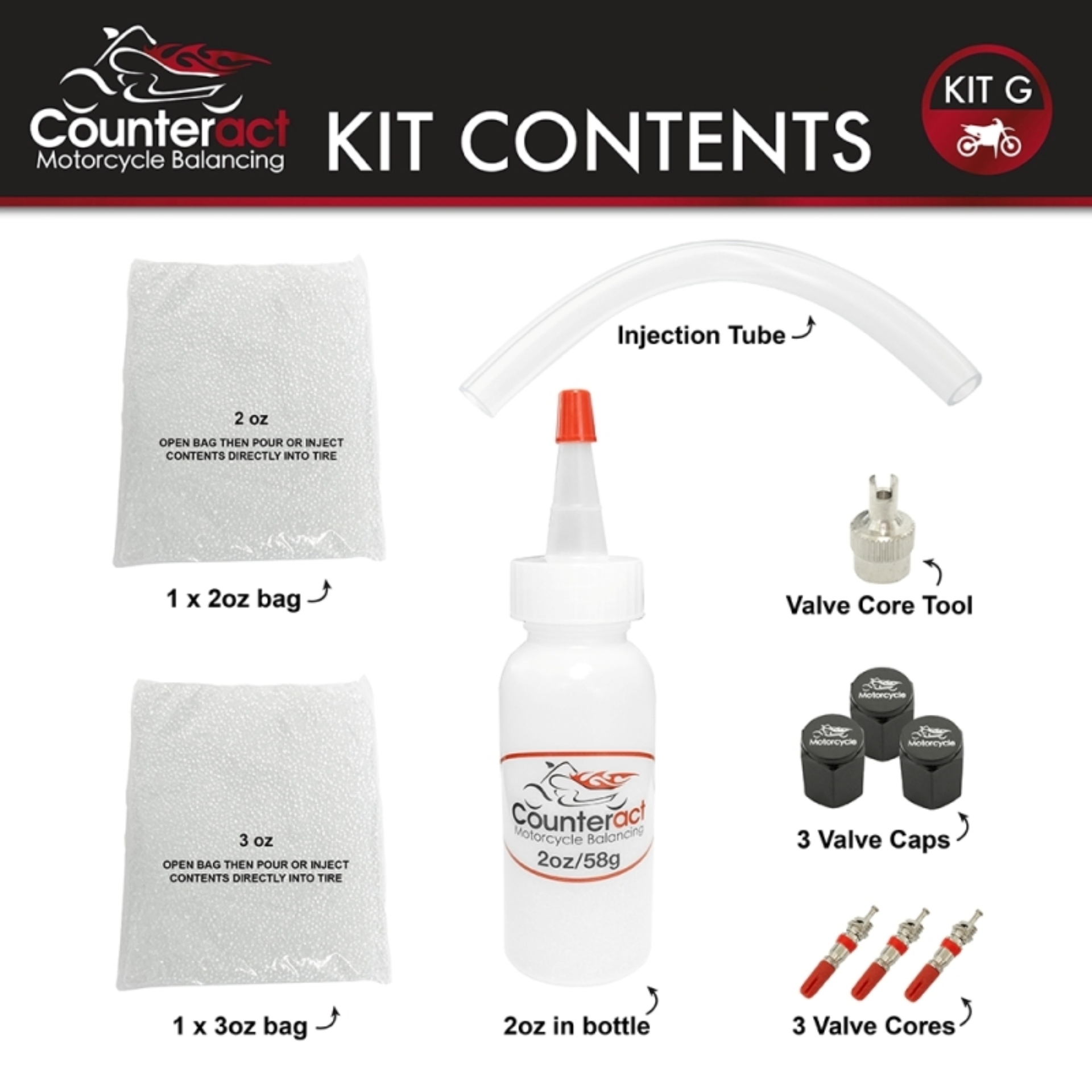 Picture of Counteract Motorcycle Balancing Bead DIY Kit: (2) 2oz Bags / (1) 3oz Bag
