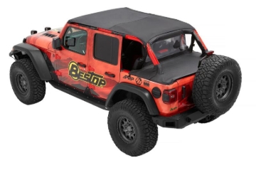 Picture of Bestop 24-26 Jeep Wrangler JL 4-Door Header Safari Bikini (Black Diamond)