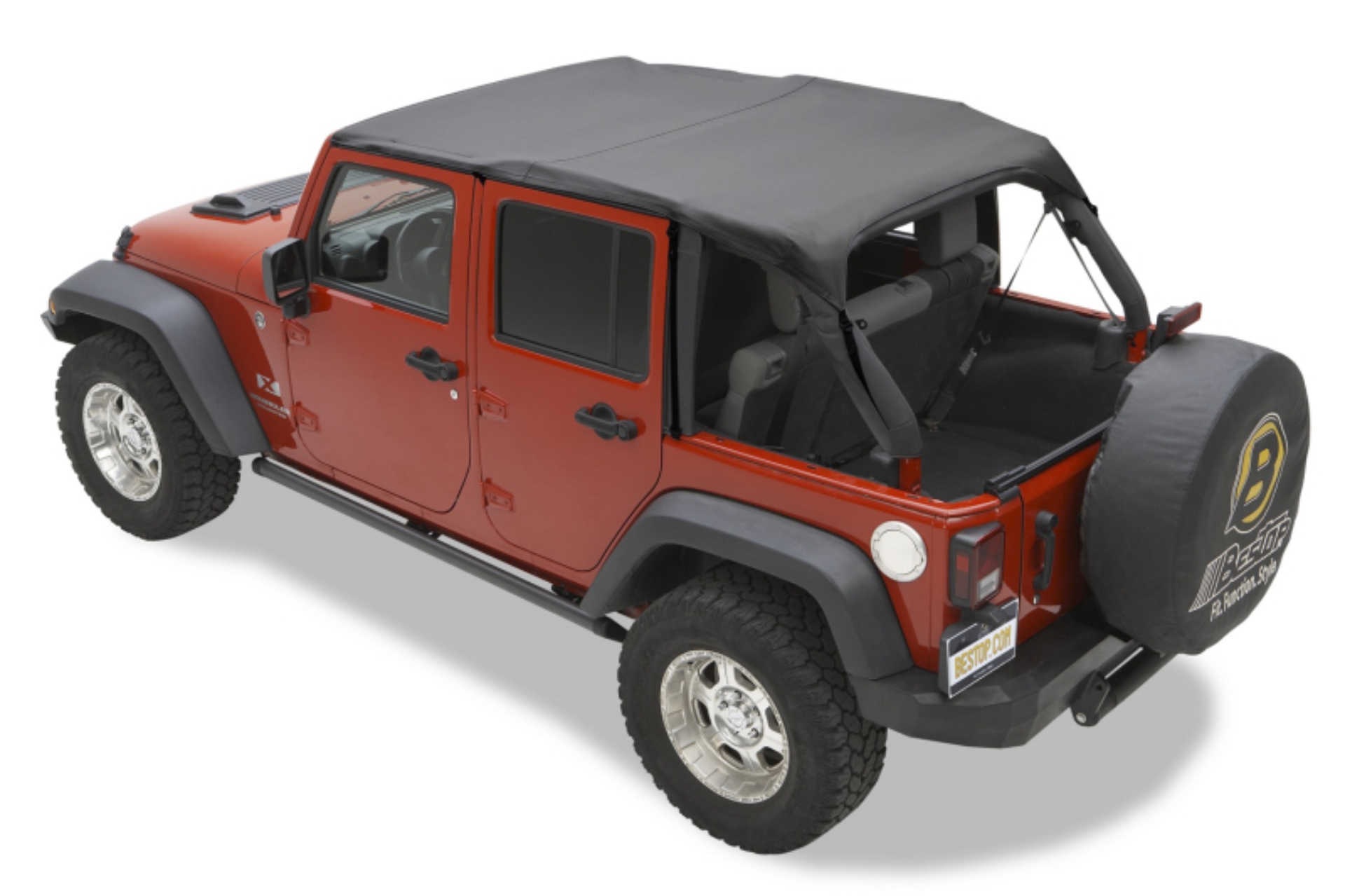 Picture of Bestop 10-18 Jeep Wrangler JK 4-Door Header Safari Bikini (Black Diamond)