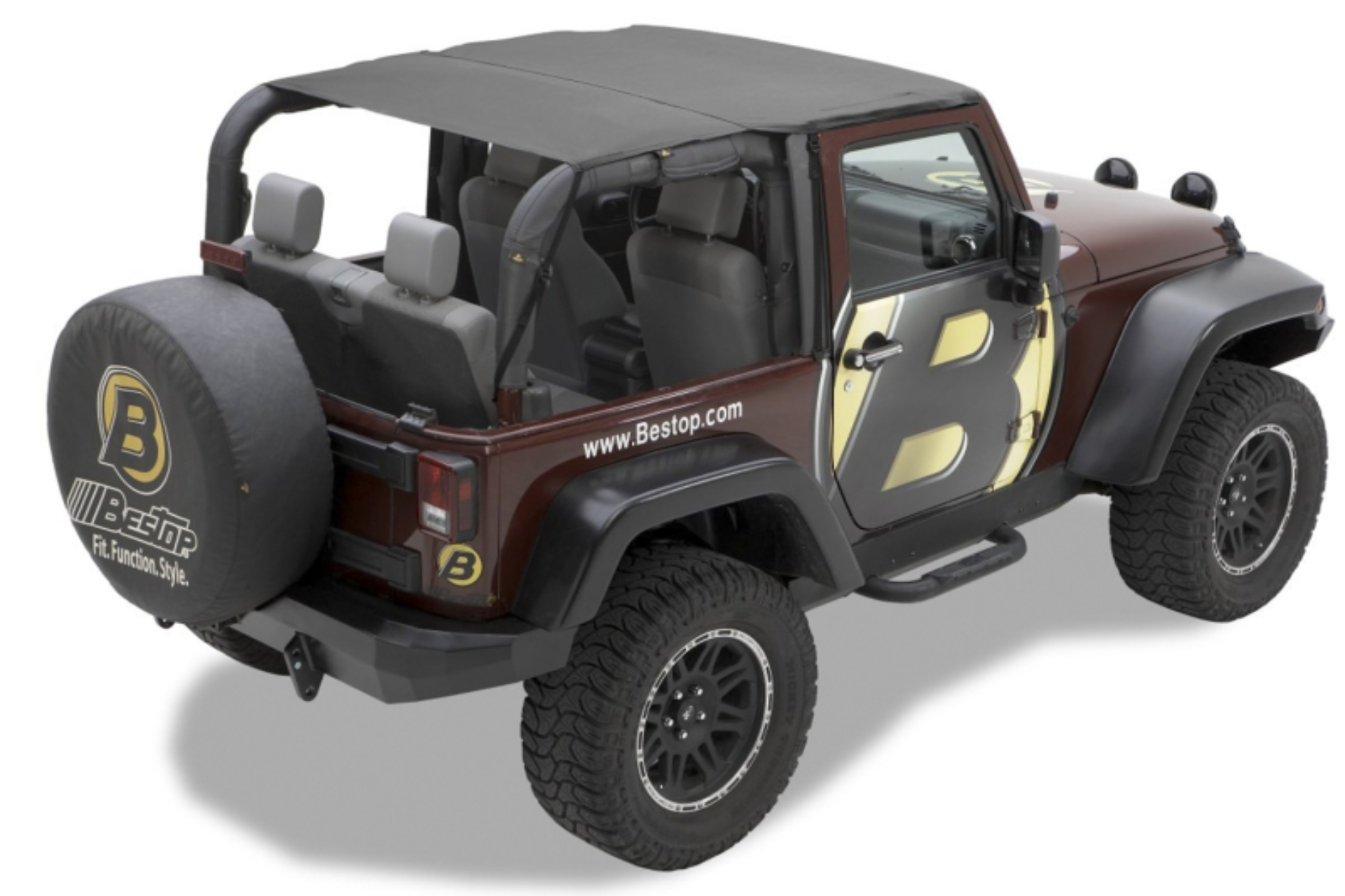 Picture of Bestop 10-18 Jeep Wrangler JK 2-Door Header Safari Bikini (Black Diamond)