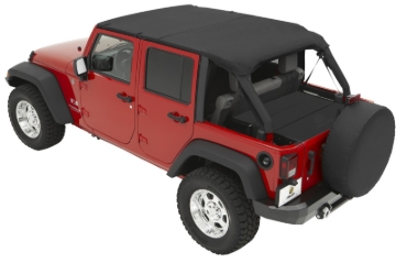Picture of Bestop 07-09 Jeep Wrangler JK 4-Door Header Safari Bikini (Black Diamond)