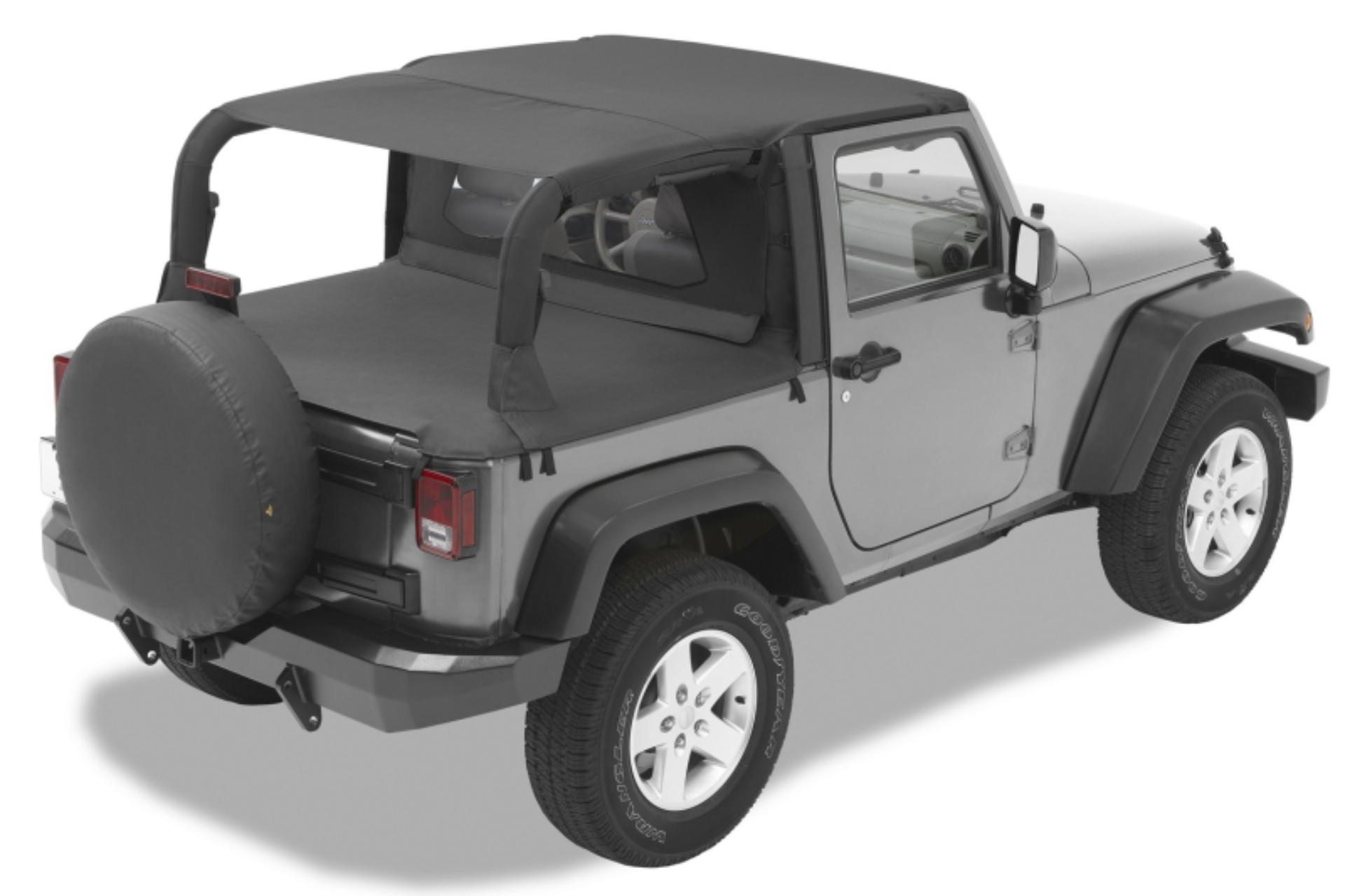 Picture of Bestop 07-09 Jeep Wrangler JK 2-Door Header Safari Bikini (Black Diamond)