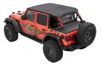 Picture of Bestop 18-26 Jeep Wrangler JL 4-Door Header Safari Cable Style Bikini (Black Diamond)