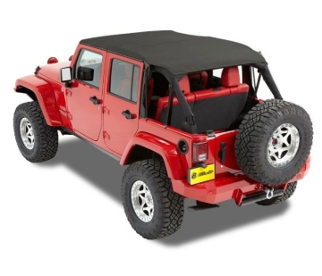Picture of Bestop 10-18 Jeep Wrangler JK 4-Door Header Safari Cable Style Bikini (Black Diamond)