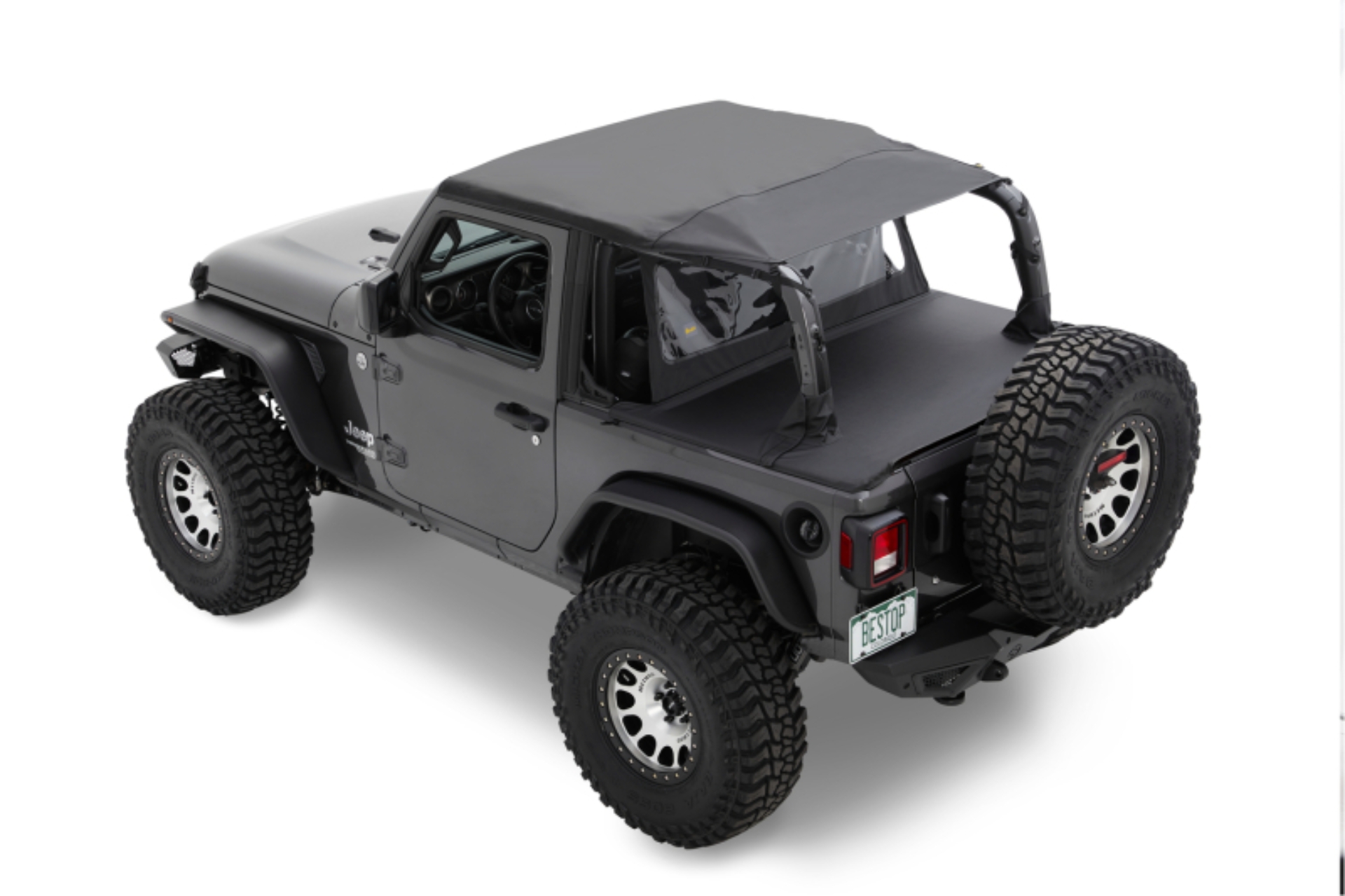 Picture of Bestop 18-23 Jeep Wrangler JL 2-Door Header Safari Cable Style Bikini (Black Diamond)
