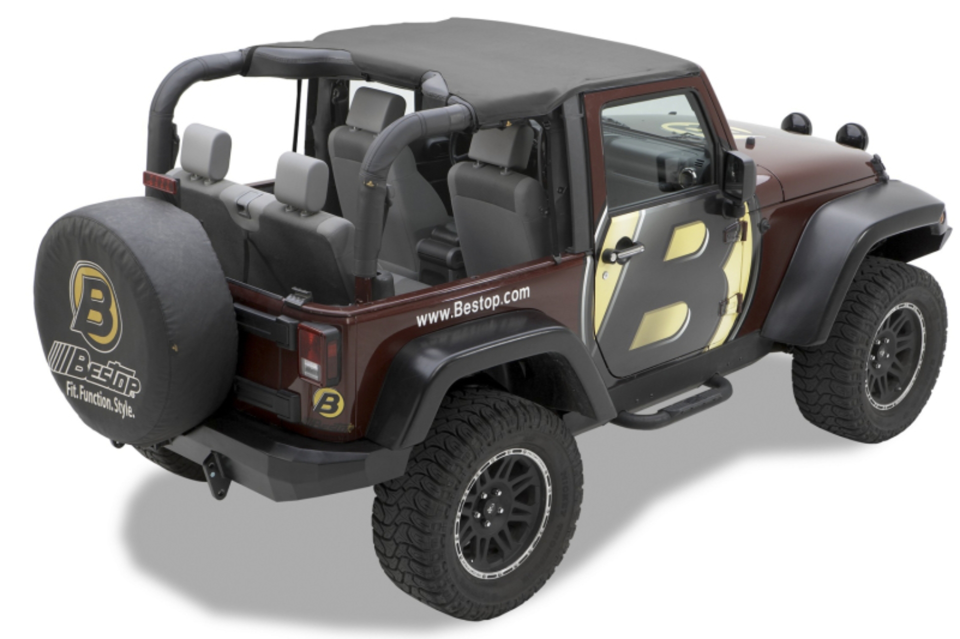 Picture of Bestop 10-18 Jeep Wrangler JK 2-Door Header Targa Bikini (Black Diamond)
