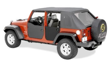 Picture of Bestop 07-18 Jeep Wrangler JK 4-Door Lower Fabric Doors (Rear Doors Black Diamond)