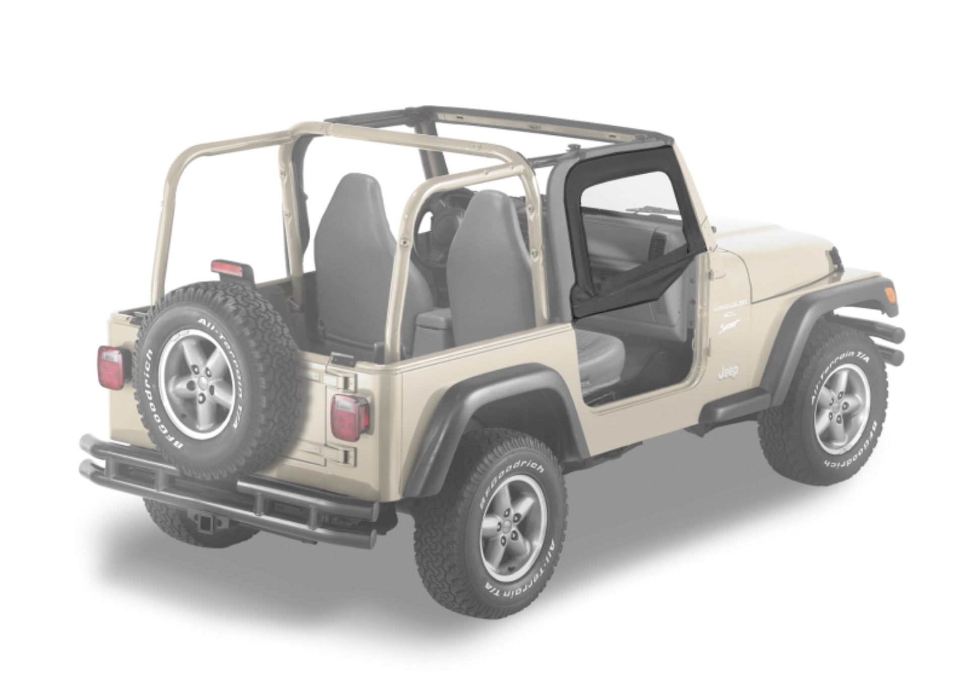 Picture of Bestop 97-06 Jeep Wrangler TJ Upper Fabric Doors (Black Diamond)