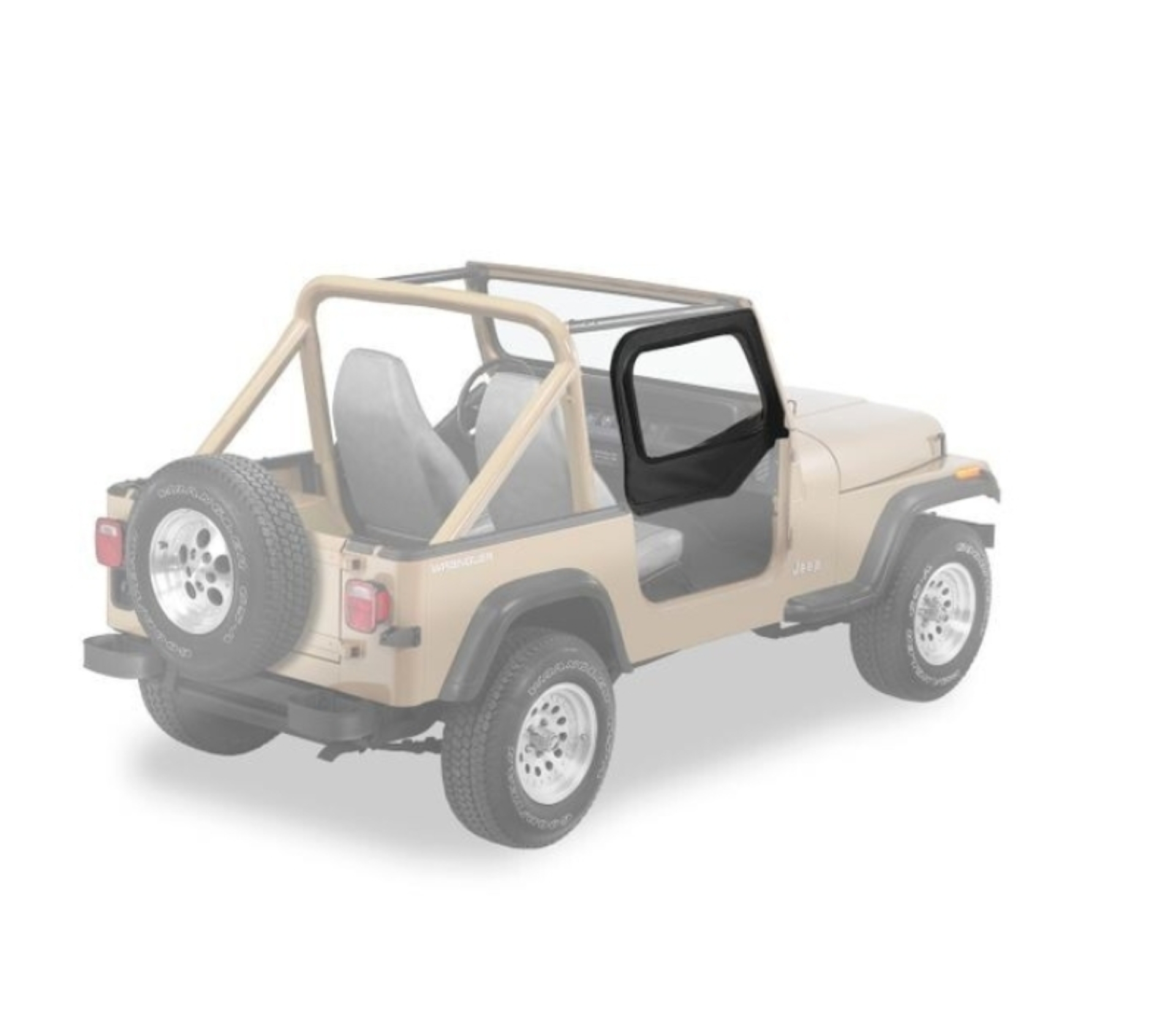 Picture of Bestop 88-95 Jeep Wrangler YJ Upper Fabric Doors (Rounded Upper Corner Black Denim)