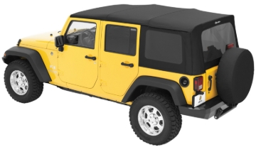 Picture of Bestop 07-09 Jeep Wrangler JK 4-Door Rep A-Top (Blk Diamond Sailcloth Tinted Windows No Door Skins)