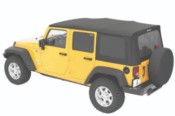 Picture of Bestop 10-18 Jeep Wrangler JK 4-Door Rep A-Top (Blk Diamond Sailcloth Tinted Windows No Door Skins)