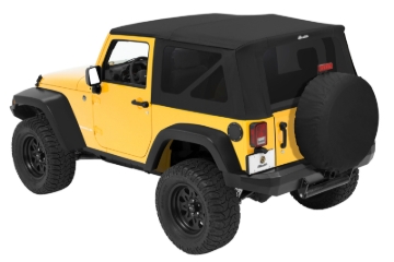 Picture of Bestop 10-18 Jeep Wrangler JK 2-Door Rep A-Top (Blk Diamond Sailcloth Tinted Windows No Door Skins)