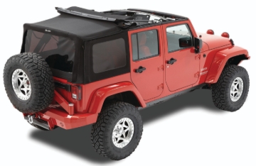 Picture of Bestop 10-18 Jeep Wrangler JK 4-Door Replace A-Top (Prem Blk Twill Tinted Windows No Door Skins )