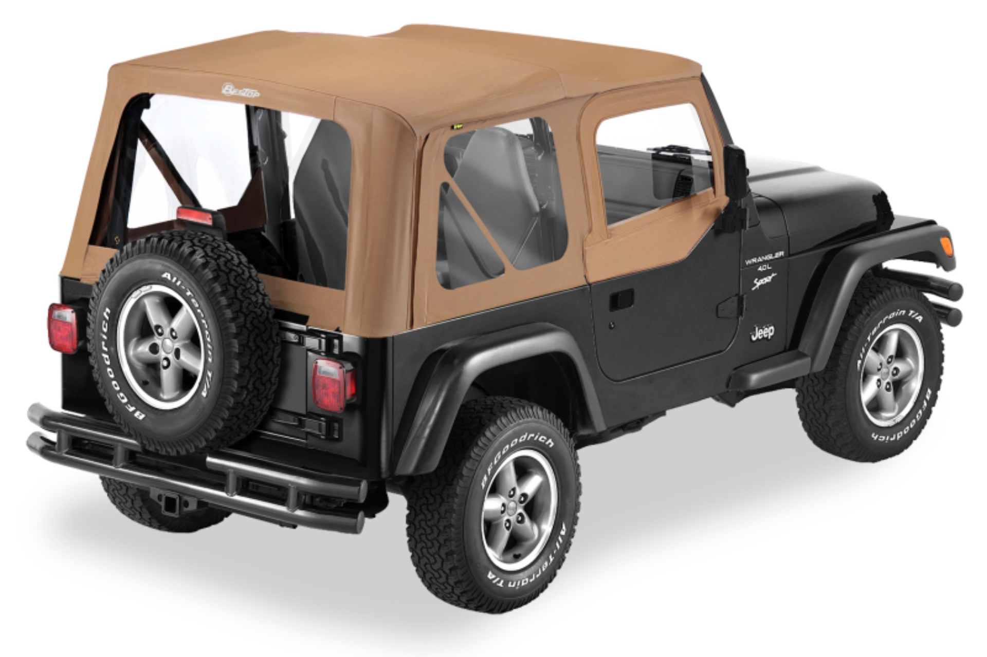 Picture of Bestop 97-02 Jeep Wrangler TJ Replace A-Top (Spice Sailcloth Clear Windows Upper Door Skins )