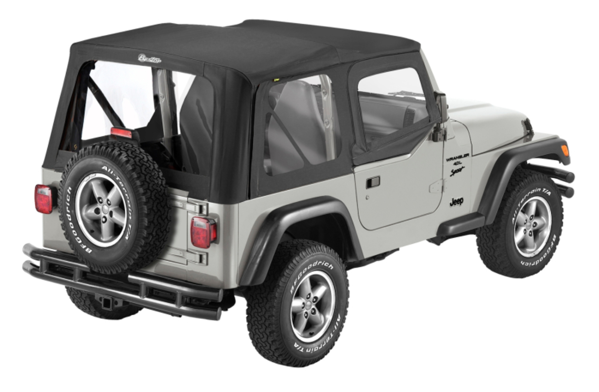 Picture of Bestop 97-02 Jeep Wrangler TJ Replace A-Top (Blk Sailcloth Clear Windows Upper Door Skins )