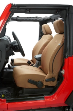 Picture of Bestop 20-23 Jeep Gladiator / 18-2023 Wrangler JL 4-Door Front Seat Covers (Tan)