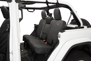 Picture of Bestop 18-23 Jeep Wrangler JL 4-Door Exc. 4Xe Rear W/O Fold Down Arm Rest Seat Covers (Blk Diamond)