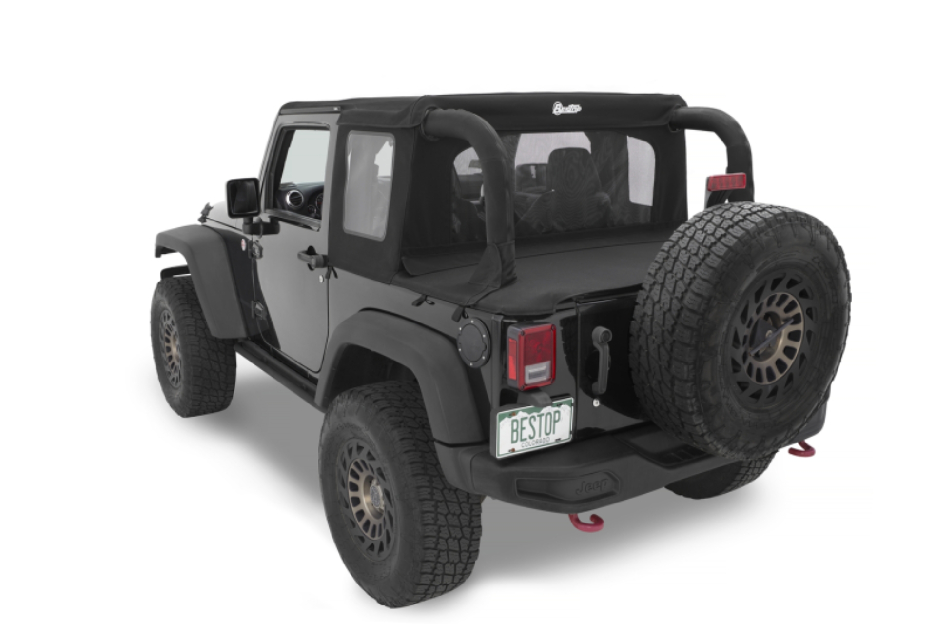 Picture of Bestop 07-18 Jeep Wrangler JK 2-Door Halftop Soft Top (Black Diamond)