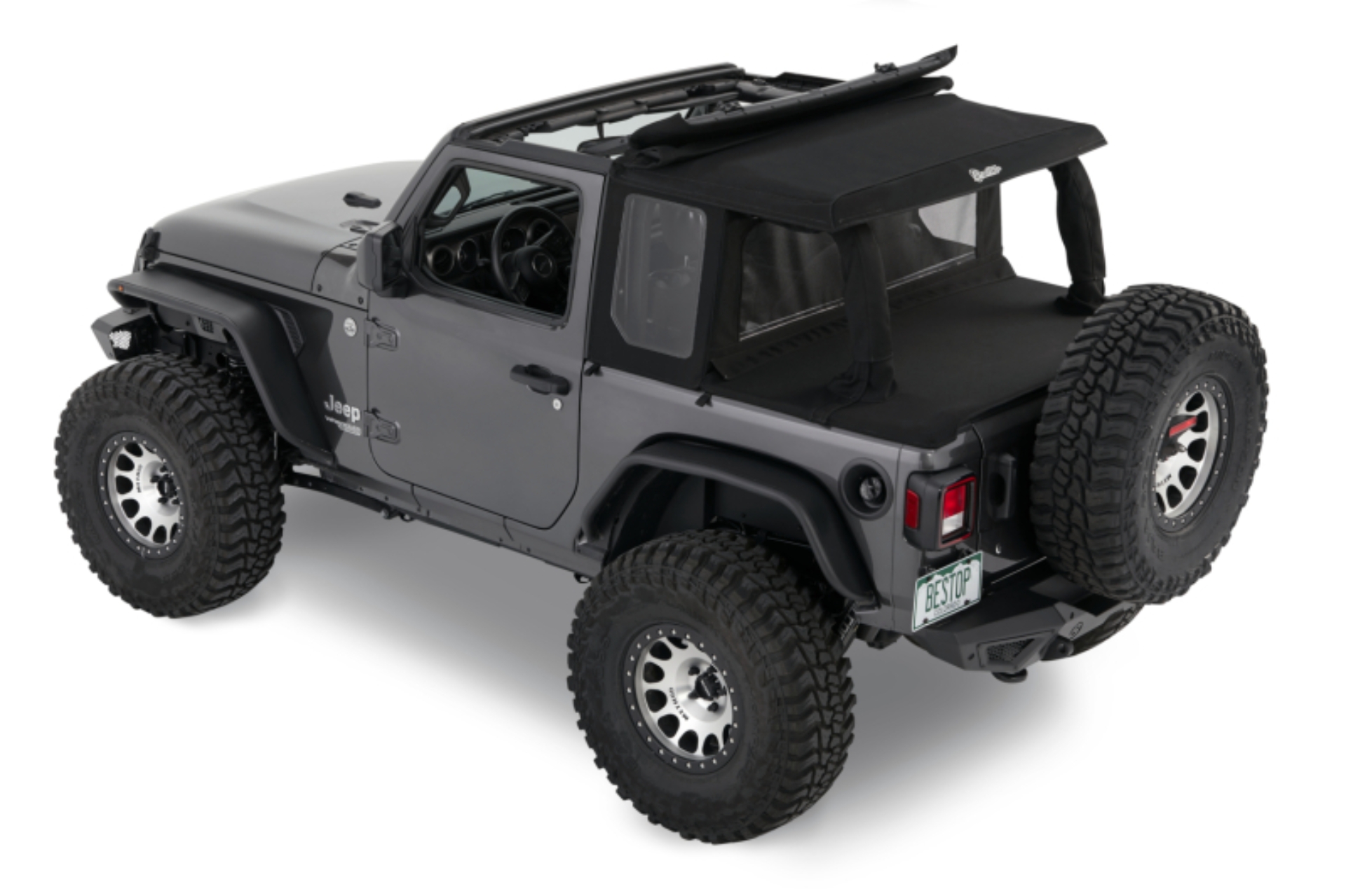 Picture of Bestop 18-26 Jeep Wrangler JL 2-Door Halftop Conversion Kit (Black Diamond)