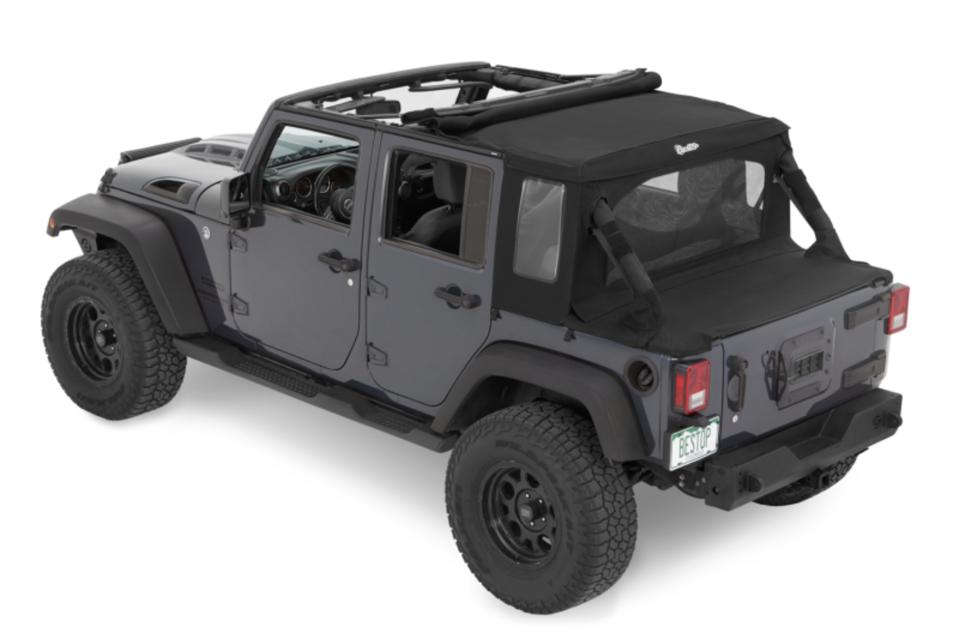 Picture of Bestop 07-18 Jeep Wrangler JK 4-Door Halftop Conversion Kit (Black Diamond)