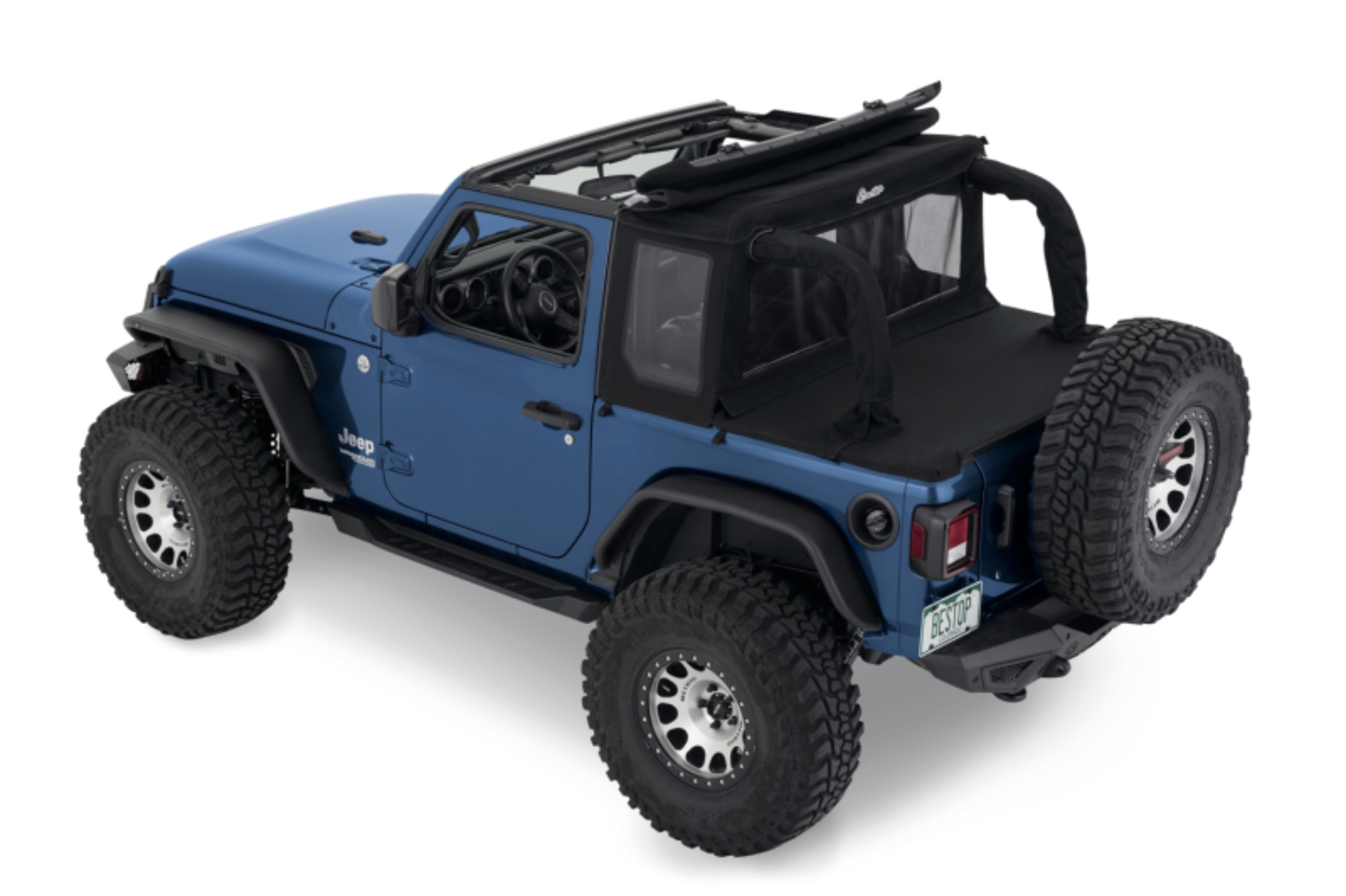 Picture of Bestop 18-23 Jeep Wrangler JL 2-Door Halftop Soft Top (Black Diamond)