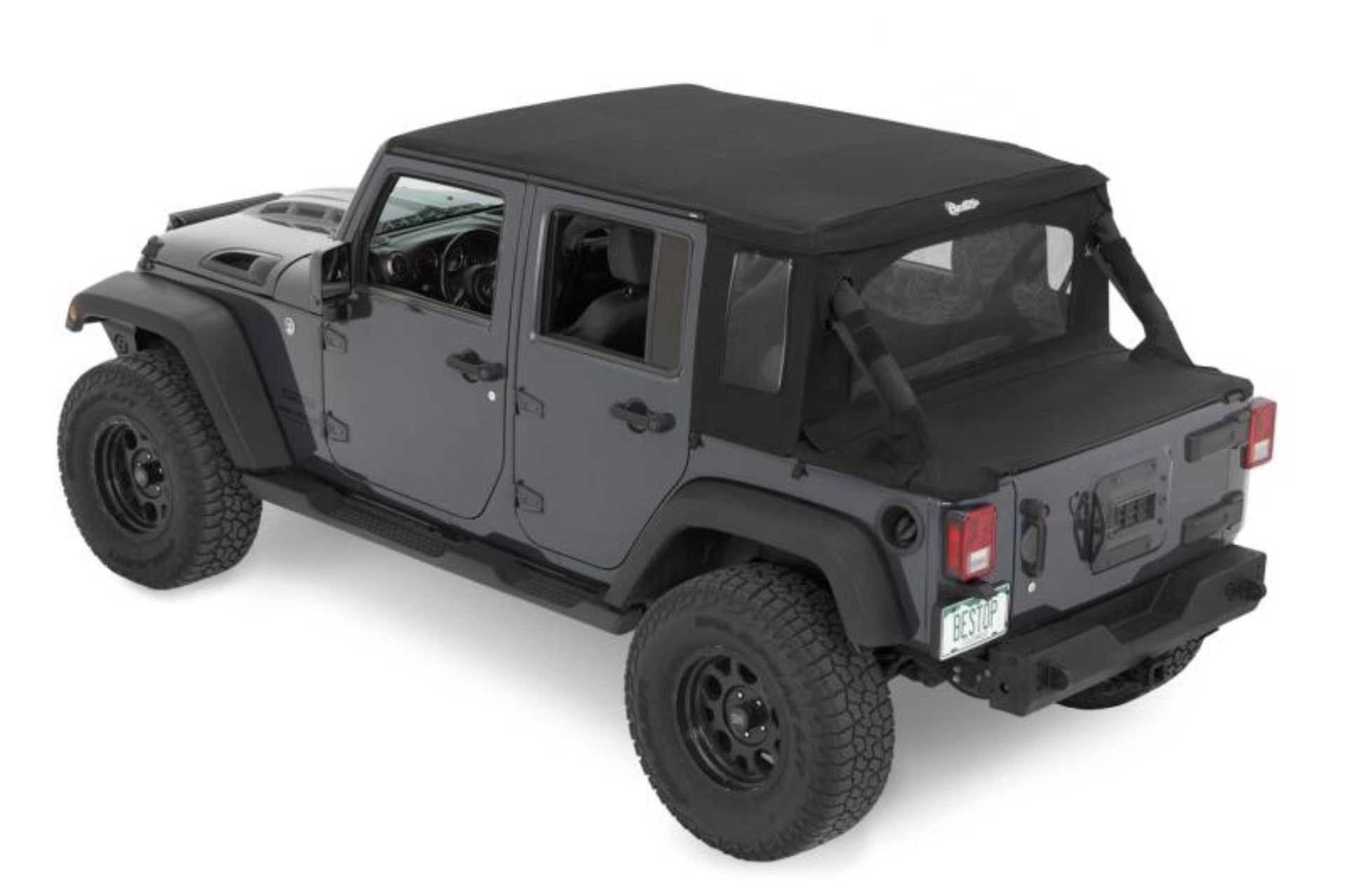 Picture of Bestop 07-18 Jeep Wrangler JK 2-Door Halftop Conversion Kit (Premium Black Twill)