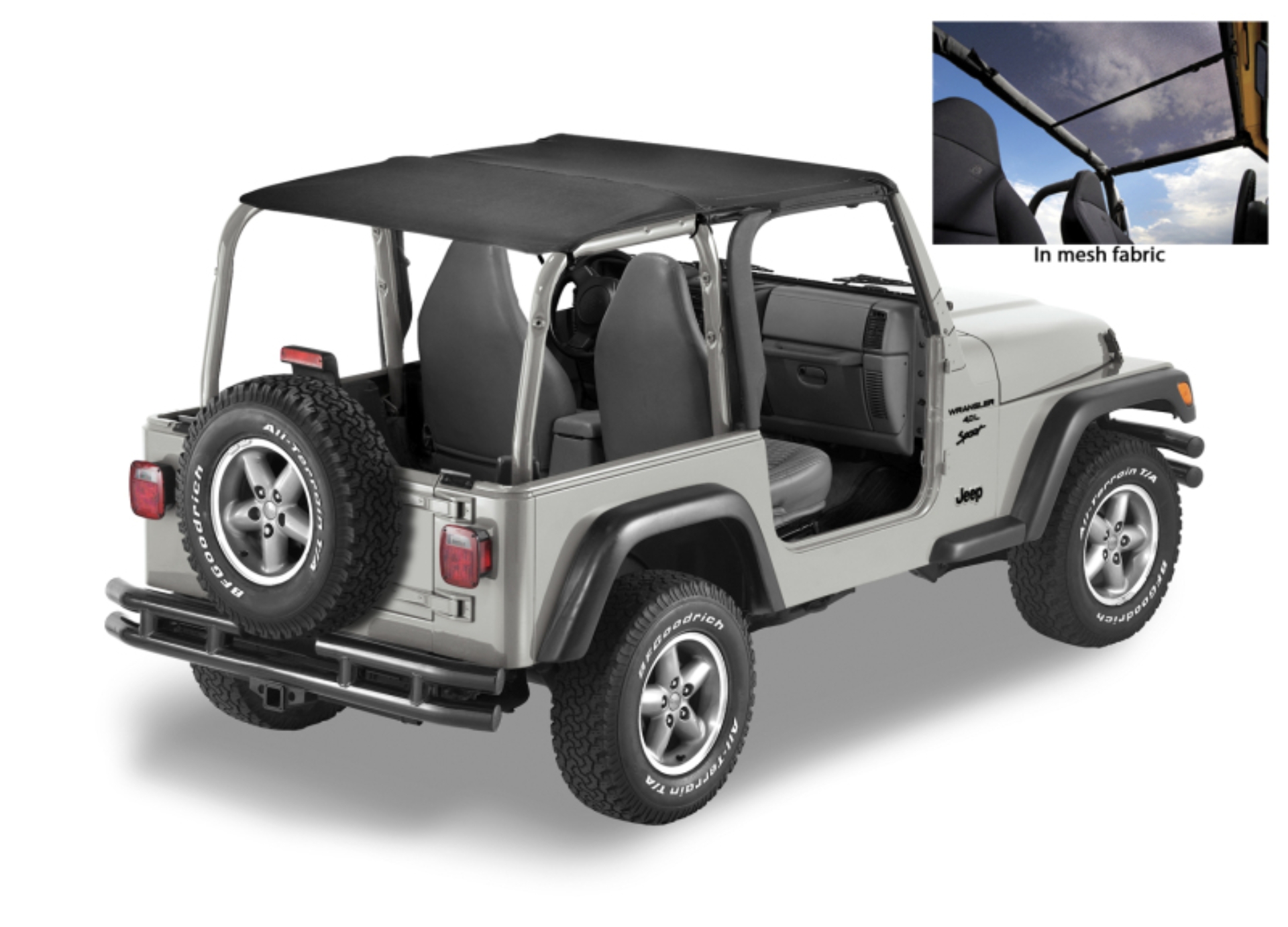 Picture of Bestop 97-02 Jeep Wrangler TJ Header Safari Bikini (Mesh)