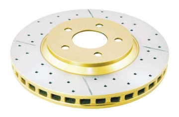 Picture of DBA 05-14 Ford Mustang GT Front Street Series Drilled & Slotted Rotor w/Gold Hat
