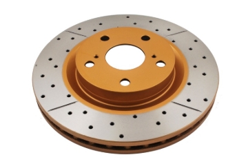 Picture of DBA 13-19 Lexus ES300h Front Street Series Drilled & Slotted Rotor w/Gold Hat