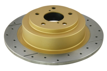 Picture of DBA 03-06 Subaru Baja Rear Street Series Drilled & Slotted Rotor w/Gold Hat