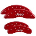 Picture of MGP 4 Caliper Covers Engraved Front & Rear 21-25 Grand Cherokee - Red w/ Jeep Logo