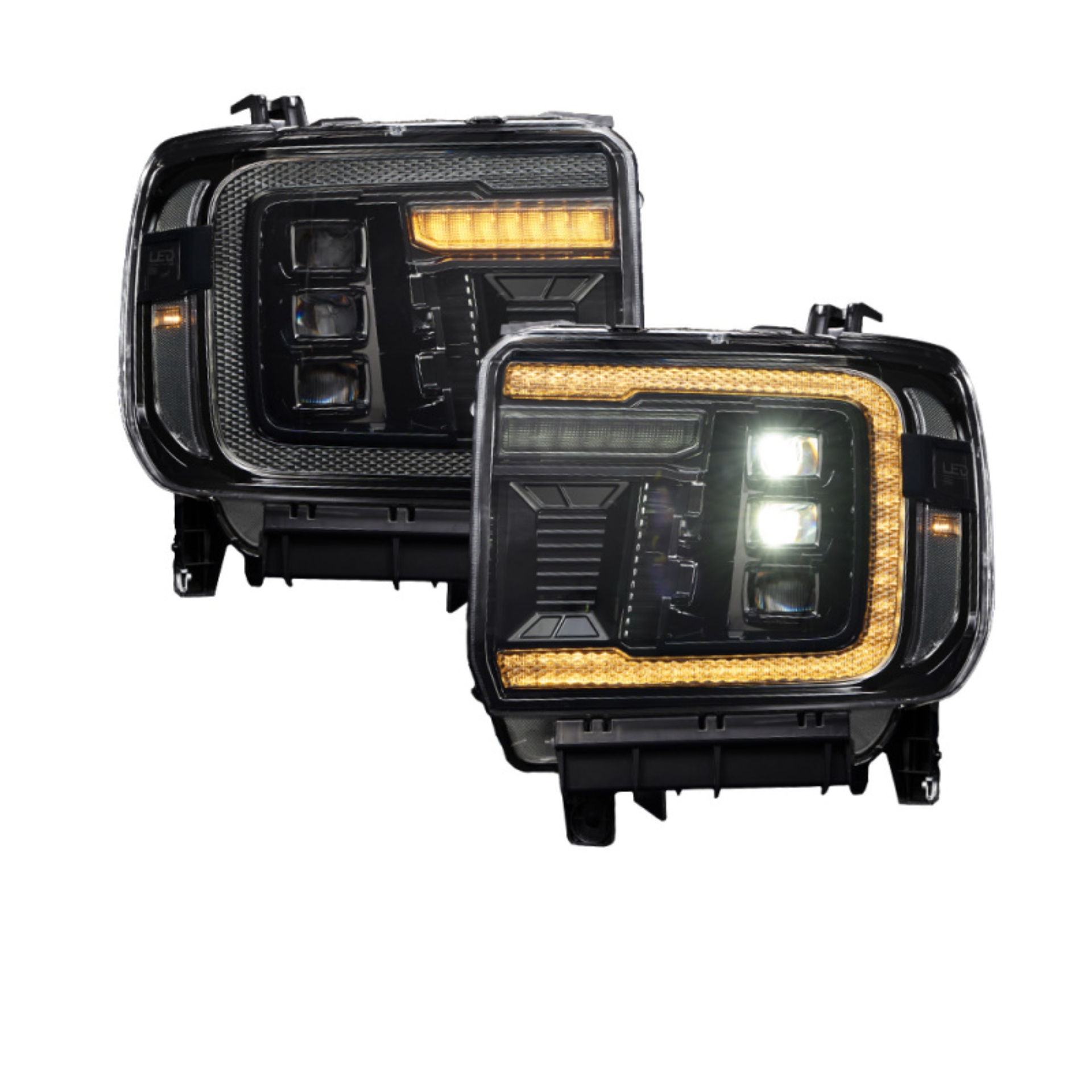 Picture of Form Lighting 2014+ GMC Sierra 1500/2500/3500 LED Projector Headlights Amber DRL (Pair)
