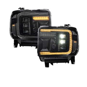 Picture of Form Lighting 2014+ GMC Sierra 1500/2500/3500 LED Projector Headlights Amber DRL (Pair)