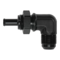 Picture of DeatschWerks 10AN Male Flare Bulkhead to 3/8in Hose Barb 90-Degree