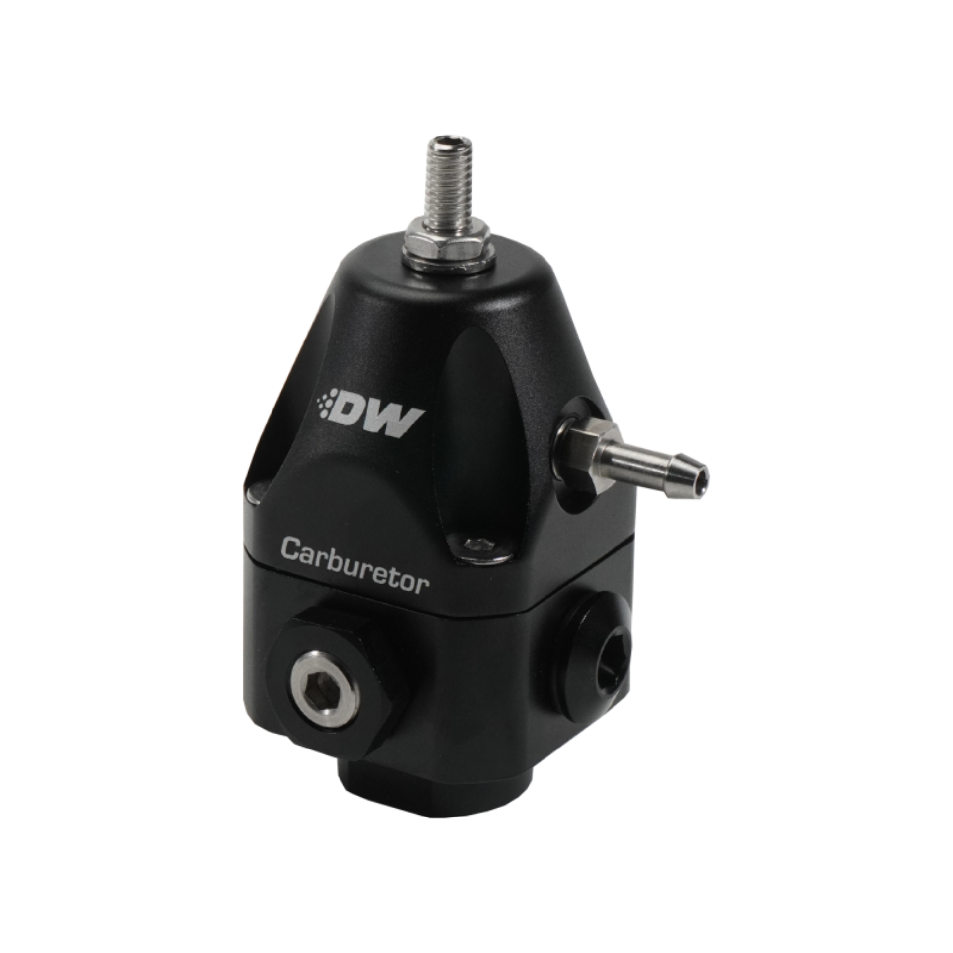 Picture of DeatschWerks Compact Carburetor Adjustable Fuel Regulator 6AN x4 Inlets - 6AN Return - Black