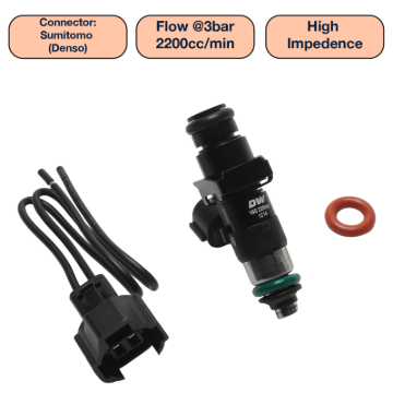 Picture of DeatschWerks Universal 2200cc Single Fuel Injector / 48mm Length / 14mm O-Ring Seals