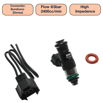 Picture of DeatschWerks Universal 2400cc Single Fuel Injector / 34mm Length / 14mm O-Ring Seals