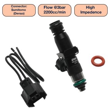 Picture of DeatschWerks Universal 2200cc Single Fuel Injector / 60mm Length / 14mm O-Ring Seals