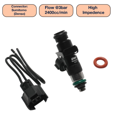 Picture of DeatschWerks Universal 2400cc Single Fuel Injector / 48mm Length / 14mm O-Ring Seals