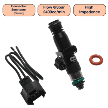 Picture of DeatschWerks Universal 2400cc Single Fuel Injector / 60mm Length / 14mm O-Ring Seals