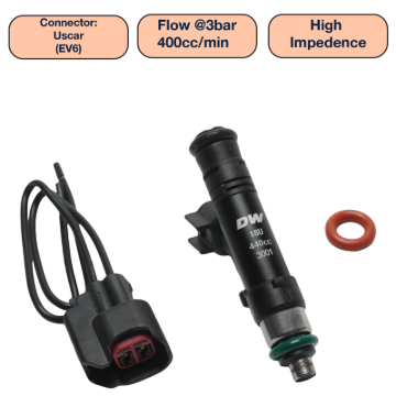 Picture of DeatschWerks Universal 440cc Single Fuel Injector / 60mm Length / 14mm O-Ring Seals
