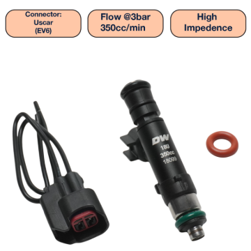 Picture of DeatschWerks Universal 350cc Single Fuel Injector / 60mm Length / 14mm O-Ring Seals