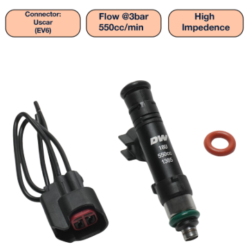 Picture of DeatschWerks Universal 550cc Single Fuel Injector / 60mm Length / 14mm O-Ring Seals