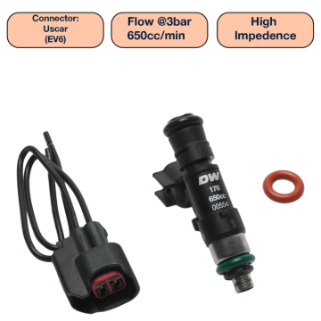 Picture of DeatschWerks Universal 650cc Single Fuel Injector / 48mm Length / 14mm O-Ring Seals