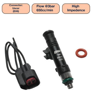 Picture of DeatschWerks Universal 650cc Single Fuel Injector / 60mm Length / 14mm O-Ring Seals