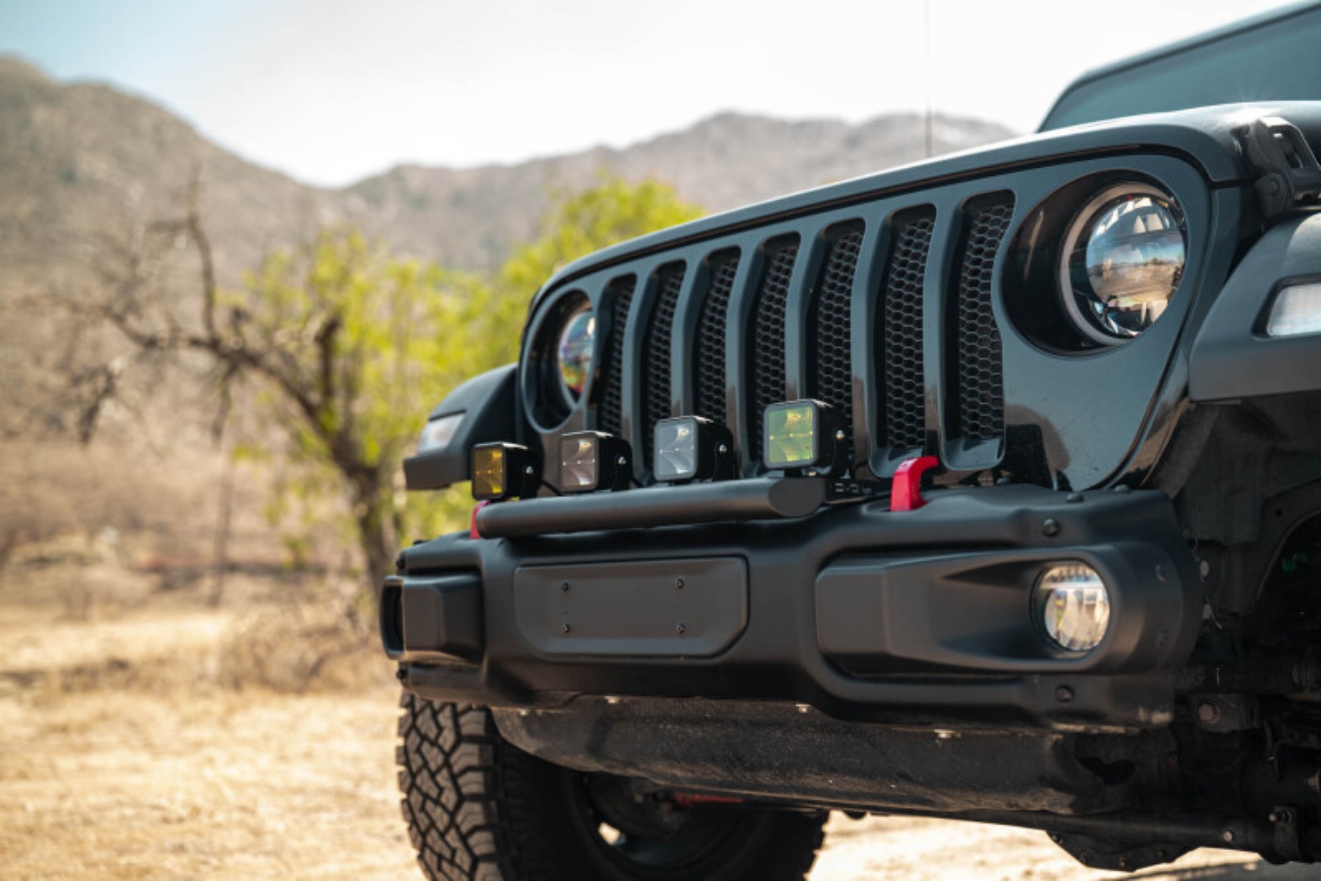 Picture of DV8 Offroad 2018-2025 Wrangler JL Push Bar for Mopar Rubicon Steel Bumper