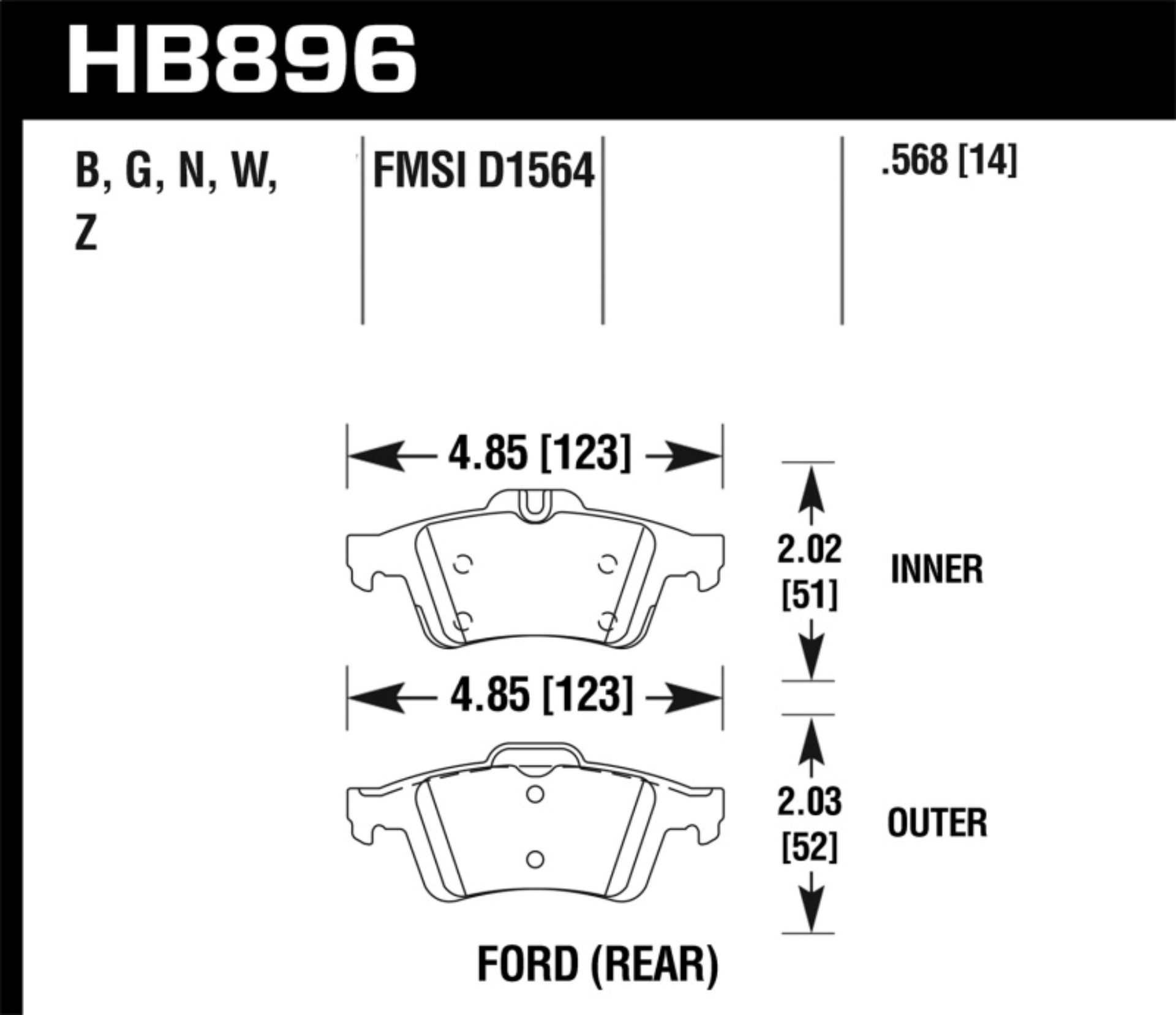Picture of Hawk 22-23 Ford Transit Connect DTC-60 Race Rear Brake Pads
