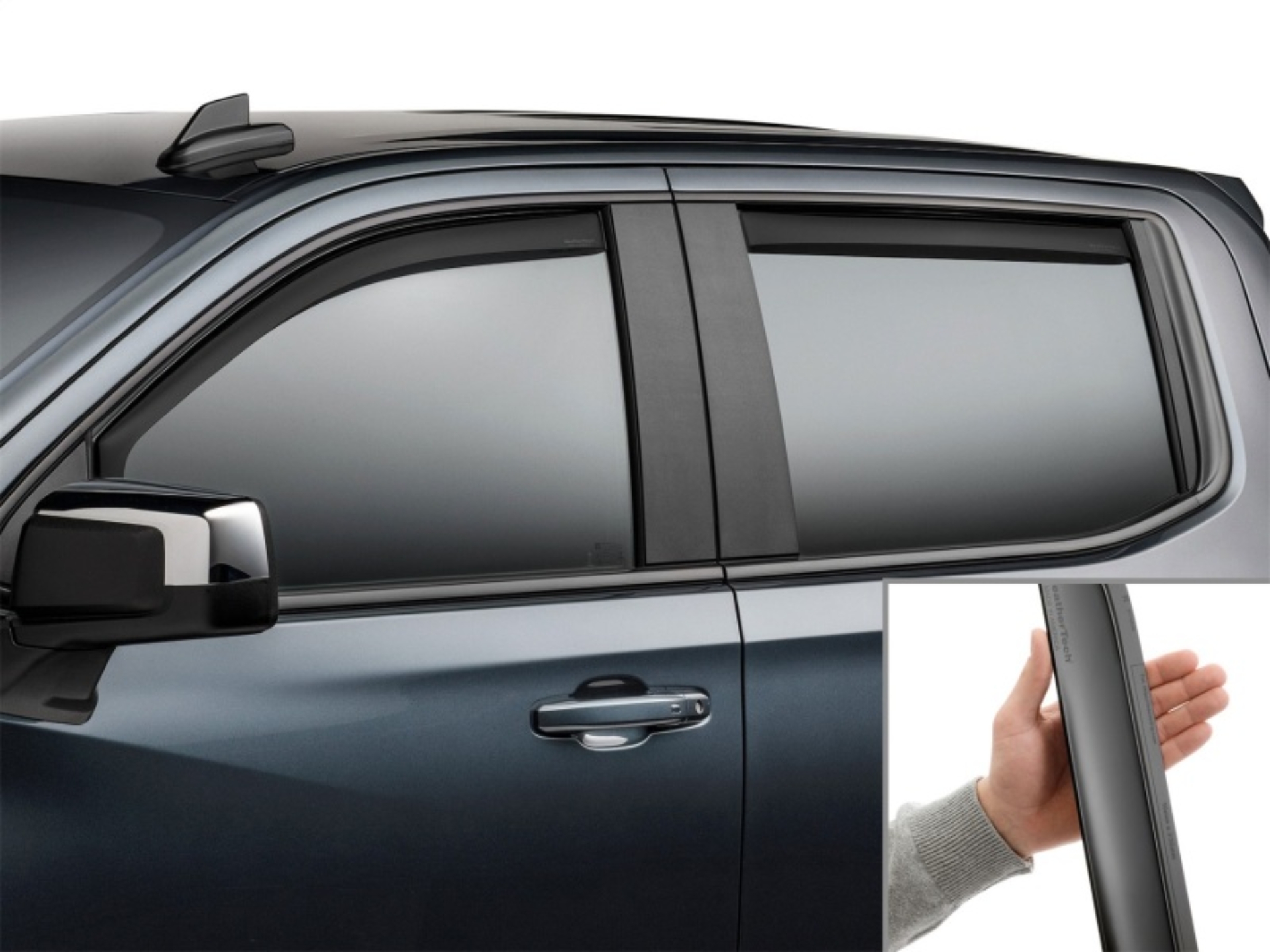 Picture of WeatherTech 19-26 Chevrolet Silverado 1500 Crew Front & Rear Side Window Deflectors - Matte Black