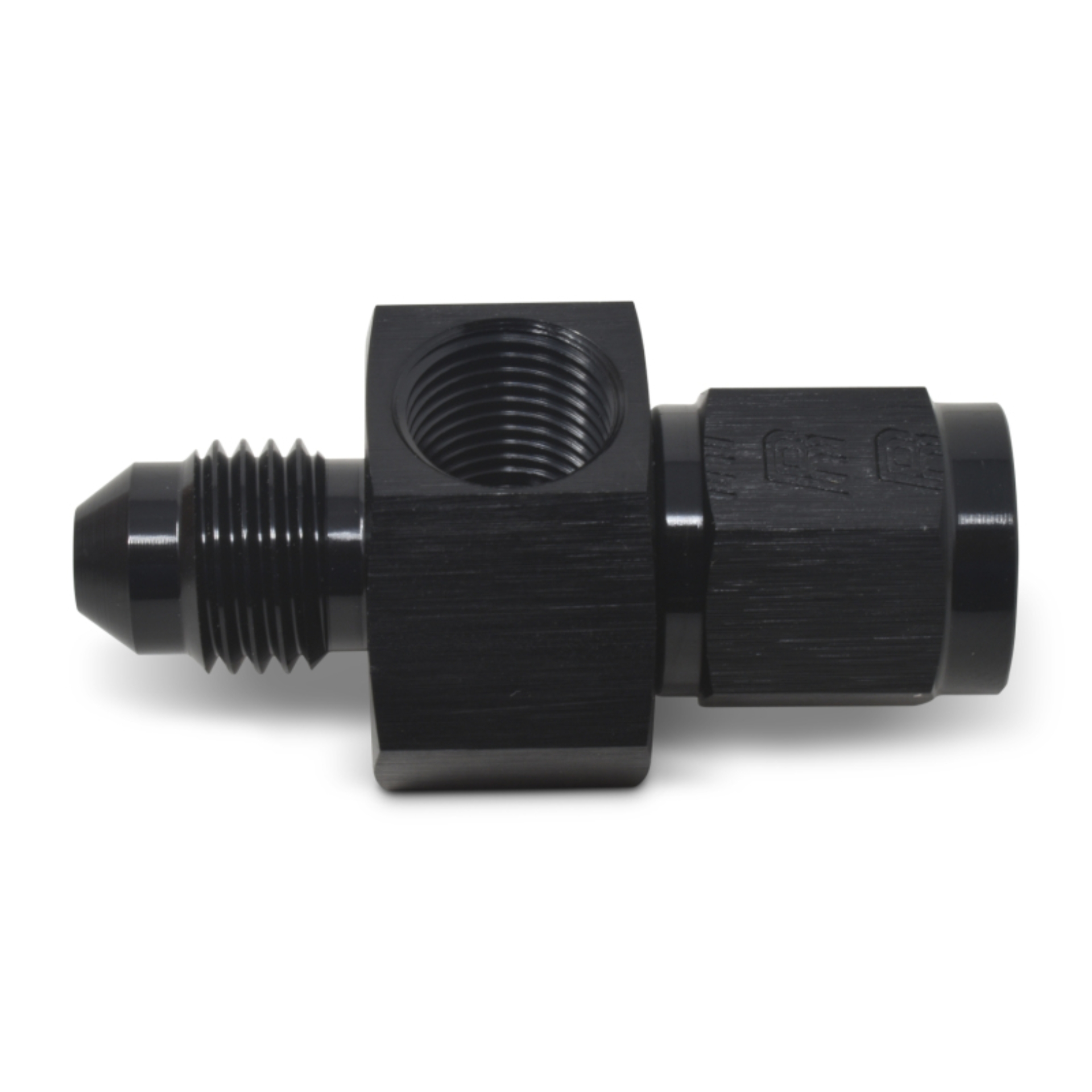 Picture of 4AN Female to Male Fuel Pressure Takeoff Adapter, 1/8" NPT Side Port, Black